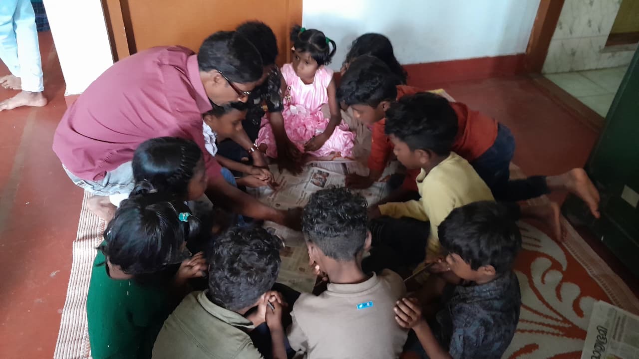 Children gathered at the Erumad community children's camp