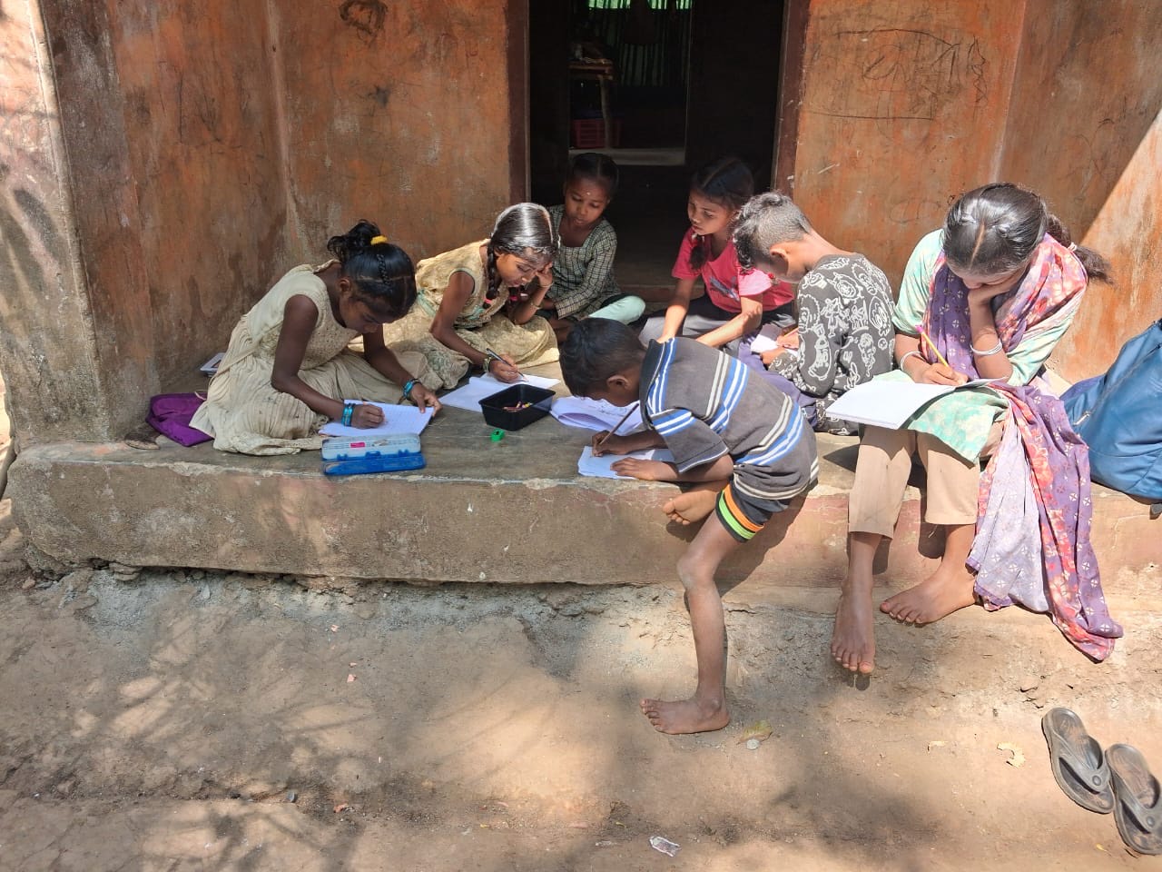 A session in progress at a village learning centre